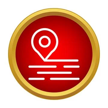 Location pin showing navigation route on map Stock Illustration
