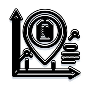 Location pin showing progress graph and analytics イラスト素材