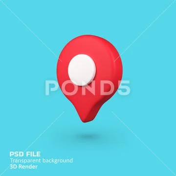 Location Pin Sign isolated 3d render icon illustration PSD Template