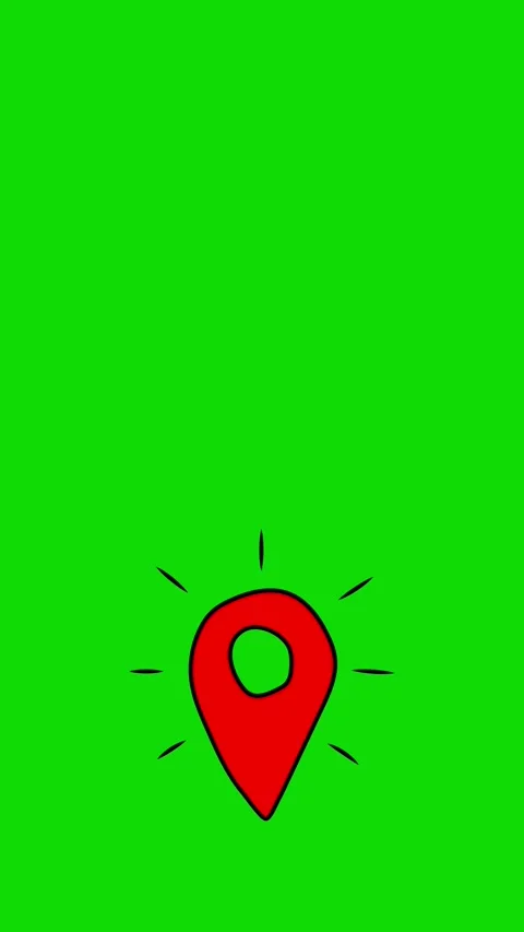Location Pin Simple Cartoon Animated Symbol on Green Background Stock Footage 331533543