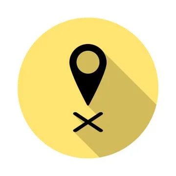 Location, pin simple vector icon in long shadow style Stock Illustration