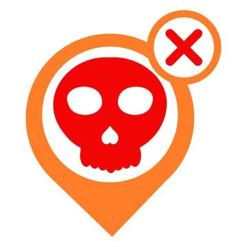Location pin with skull icon	 Stock Illustration