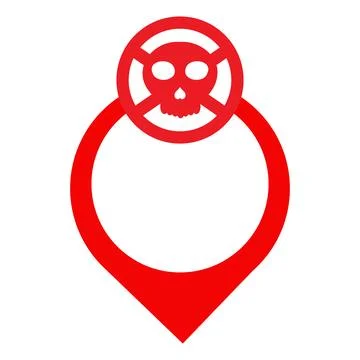 Location pin with skull icon	 Stock Illustration
