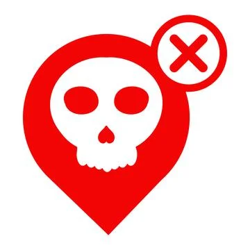 Location pin with skull icon	 Stock Illustration
