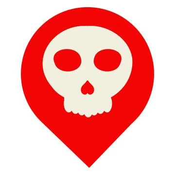 Location pin with skull icon	 Stock Illustration