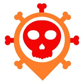 Location pin with skull icon	 Stock Illustration