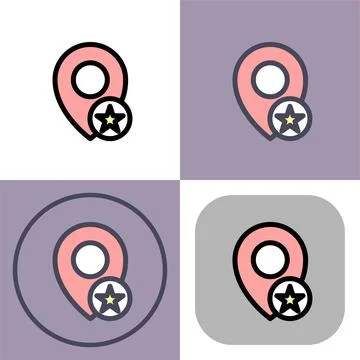 Location Pin with Star- GPS Navigation Icon Set イラスト素材