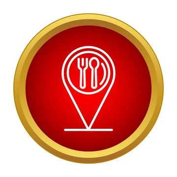 Location pin symbol presenting dining place icon Stock Illustration