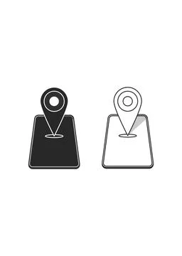 Location Pin on Tablet Device Map Icon Stock Illustration