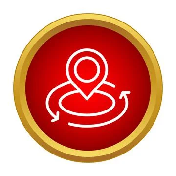 Location pin tracking movement on a red button 스톡 일러스트