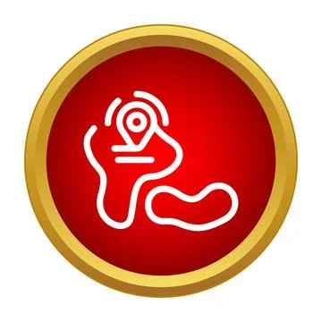 Location pin tracking route on a map icon Stock Illustration