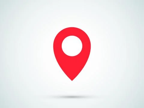 Location pin vector icon with shadow. GPS place position and location pin web Stock Illustration