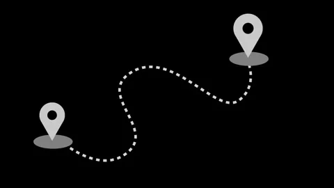 Location Pins Connected by Dotted Line Animation Vidéo 318103960