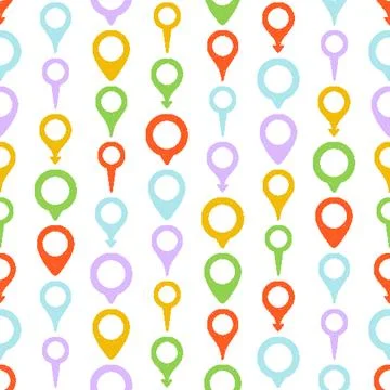 Location Pins Seamless Pattern. Vector seamless dithering pixel style pattern Stock Illustration