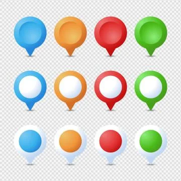 Location pins set. Marker 3D. Map pointer pin vector set isolated. Web locati Stock Illustration