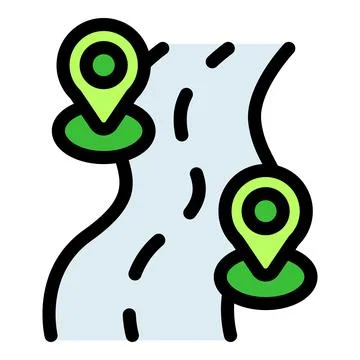 Location pins showing route on a map Stock Illustration