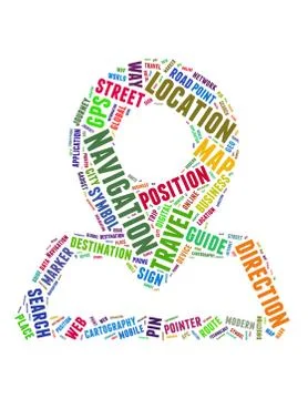 Location pointer and map shape cloud concept Stock Photos