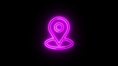 Location Pointer Animation Emerges with Glowing Neon Magenta Lines Stock Footage 327760652