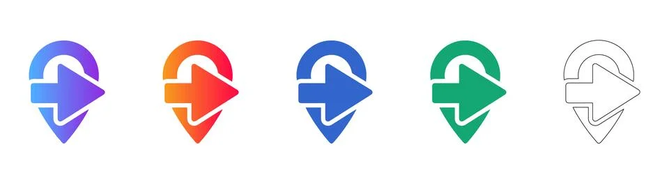 Location Pointer with Arrow Icons Stock Illustration