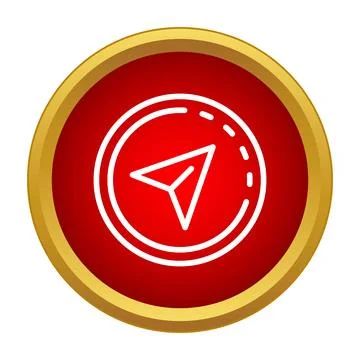 Location pointer on a circular red navigation button Stock Illustration