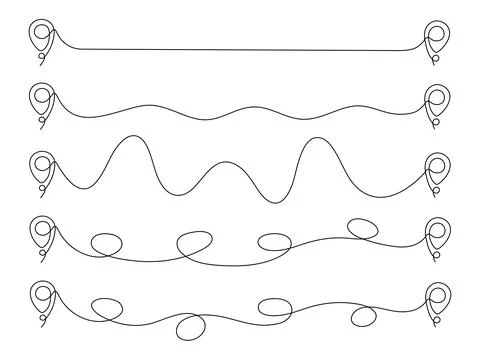 Location pointer continuous one line drawing set. Stock Illustration