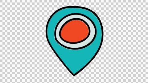 Location pointer hand drawn color animation with transparent background Stock Footage 44141505