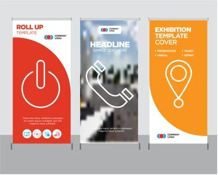 Location pointer, Headphones, Power button roll up Stock-Illustration