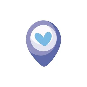Location pointer with heart cartoon isolated white background Stock Illustration