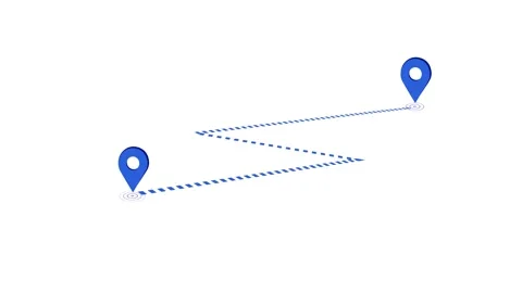 Location pointer with line path animation on transparent background, GPS locatio Stock Footage 306084764