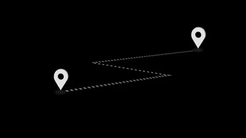 Location pointer with line path animation on transparent background, GPS locatio Stock Footage 306084765