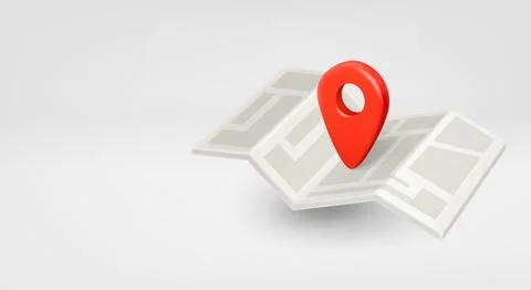 Location pointer on paper map. 3d vector banner with copy space 库存插图