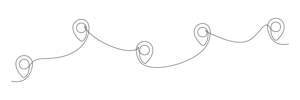 Location pointers continuous one line drawing Stock Illustration