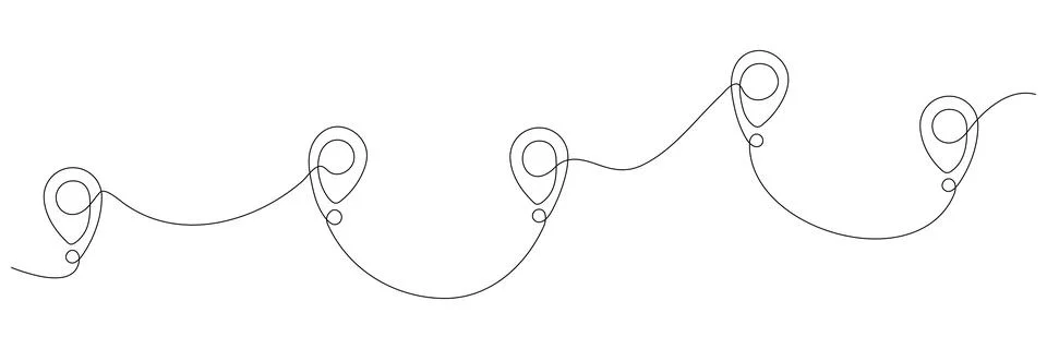 Location pointers continuous one line drawing Stock Illustration
