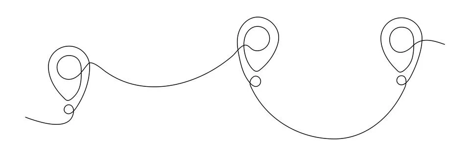 Location pointers continuous one line drawing Stock Illustration