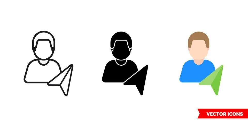 Location position icon of 3 types color, black and white, outline. Isolated v Stock Illustration