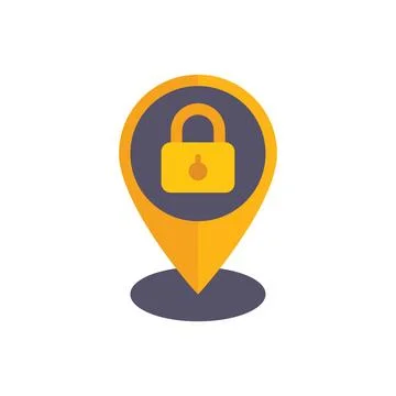 Location privacy icon flat vector. Data protect Stock Illustration