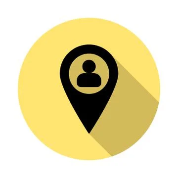 Location, profile simple vector icon in long shadow style Stock Illustration
