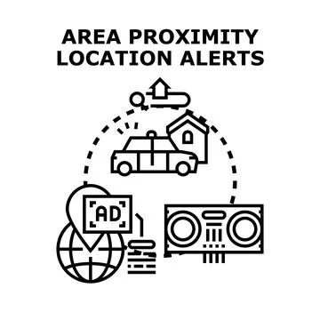 Location proximity alerts system concept illustration Stock Illustration