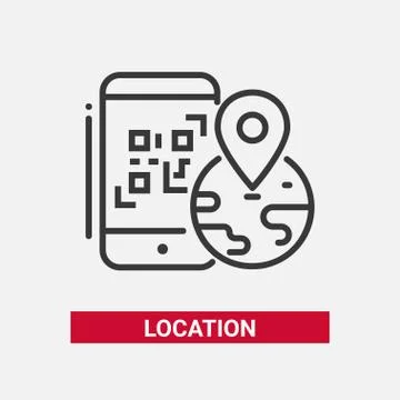 Location QR code - line design single isolated icon Illustrazione stock