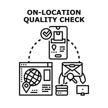 On location quality check concept for global service Illustrazione stock