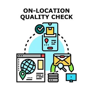 On location quality check concept for global service Illustrazione stock
