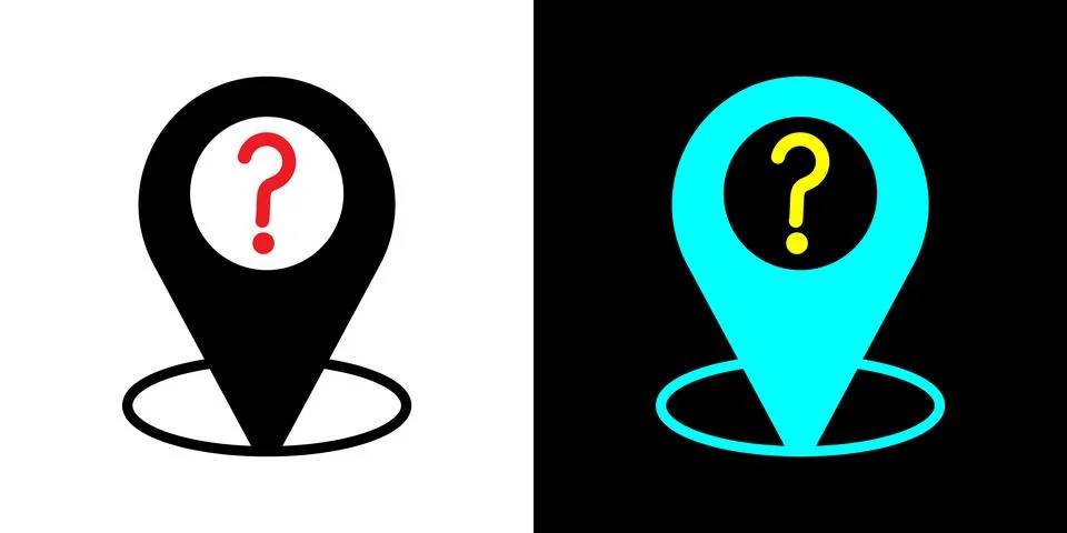 Location question map icon design. Map target pointer. Stock Illustration
