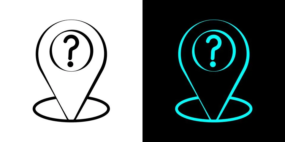 Location question map icon design. Map target pointer. Stock Illustration