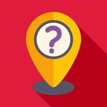 Location question mark pin on red background Stock Illustration