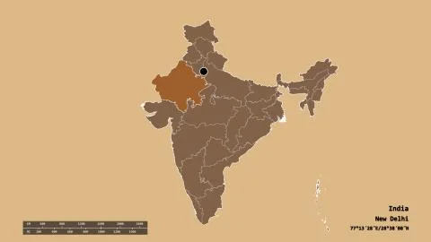 Location of Rajasthan, state of India. Pattern Illustrazione stock