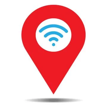Location red icon vector with bluetooth icon. Pin sign Isolated on white back Stock Illustration