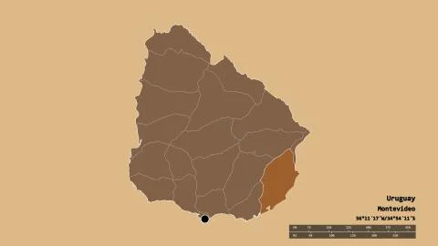 Location of Rocha, department of Uruguay. Pattern Ilustração Stock