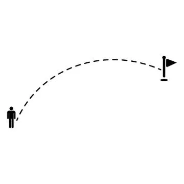 Location route A to B, start o finish. Simple bashed line Stock Illustration