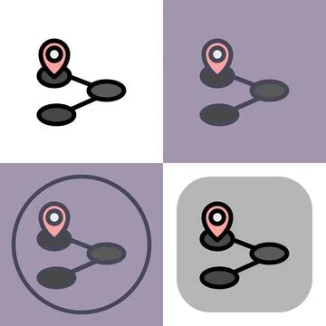 Location Route Navigation GPS Map Pin Icon Set Illustrazione stock