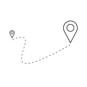 Location Route with Zigzag Dashed Outline and Pin Icons Stock Illustration
